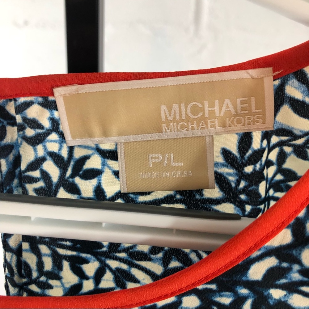 Michael Michael Kors Floral Top Size PL Blue Ivory Long Sleeve - Picture 7 of 7